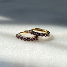 Load image into Gallery viewer, Amethyst Huggie Hoops
