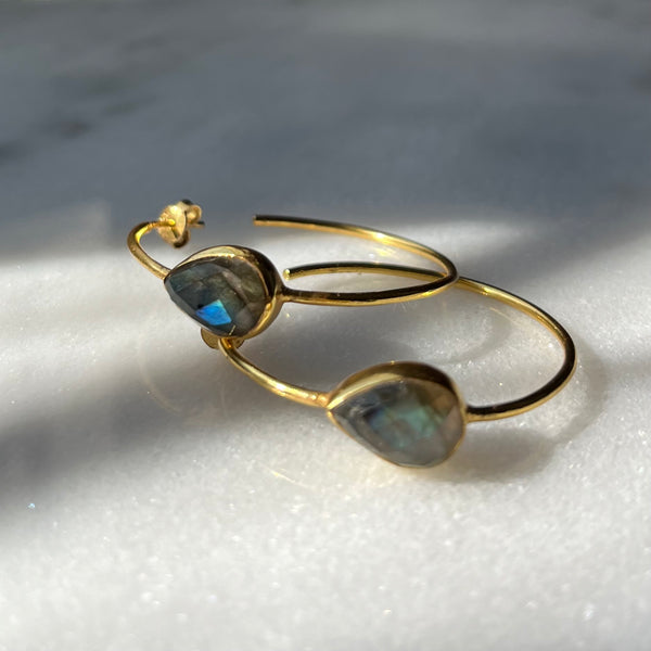 Labradorite Hoops