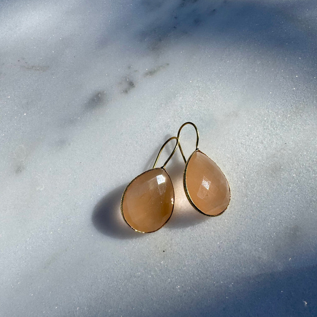 Peach Moonstone Statement Earrings