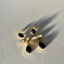 Load image into Gallery viewer, Black Onyx and Pearl Statement Drop Earrings
