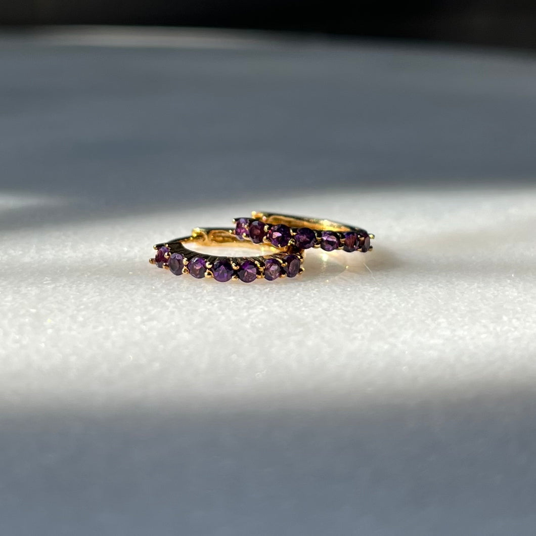 Amethyst Huggie Hoops