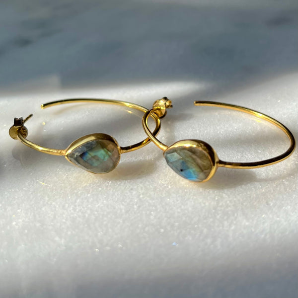 Labradorite Hoops