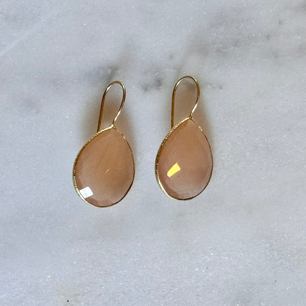 Peach Moonstone Statement Earrings