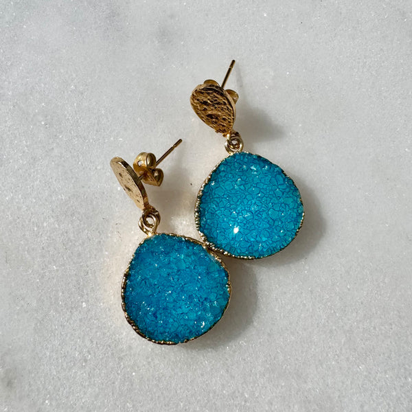 Turquoise Druzy Drop Earrings