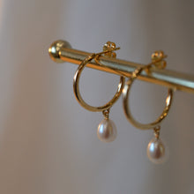 Load image into Gallery viewer, Freshwater Pearl Hoop Earrings
