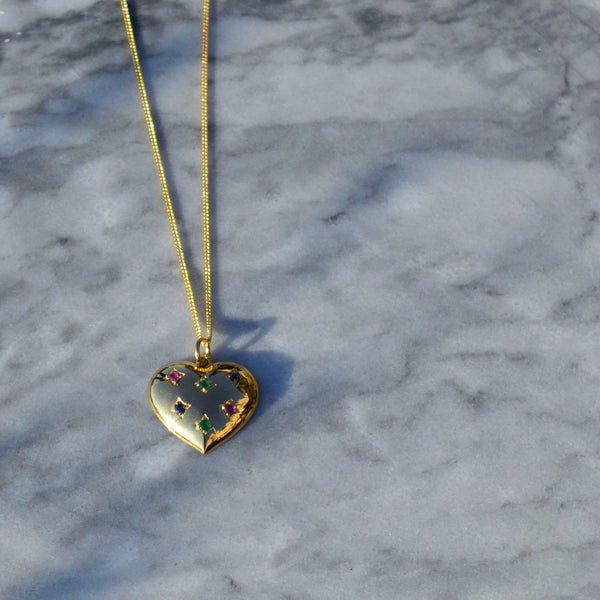 Jewel Tones Heart Necklace