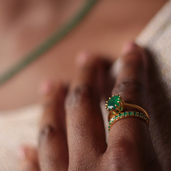 Green Onyx Oval Ring