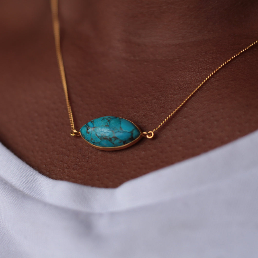 Copper Turquoise Marquise Necklace