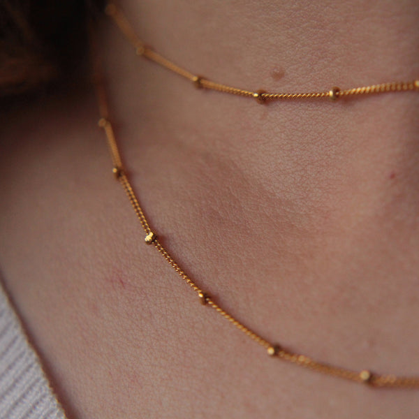 Gold Vermeil Satellite Beaded Chain Necklace