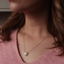 Load image into Gallery viewer, Rainbow Moonstone Bezel Cut Necklace
