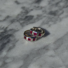 Load image into Gallery viewer, Ruby Huggie Earrings - Silver
