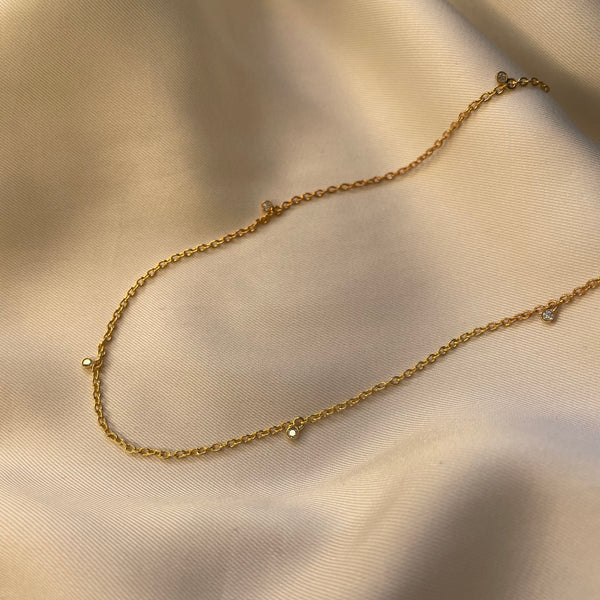 Diamond Dainty Drop Gold Vermeil Necklace