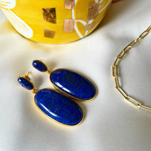 Load image into Gallery viewer, Lapis Lazuli Oval Drop Earrings

