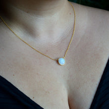 Load image into Gallery viewer, Rainbow Moonstone Bezel Cut Necklace
