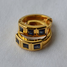 Load image into Gallery viewer, Sapphire Huggie Earrings - Gold
